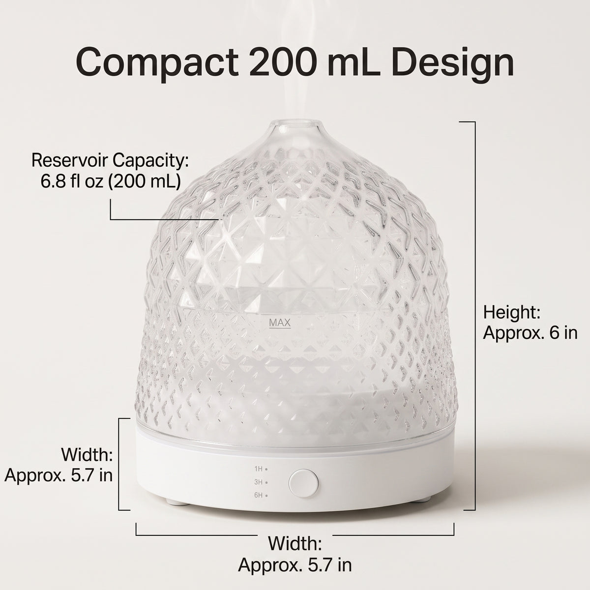 200mL Glass Ultrasonic Aroma Diffuser with 7-Color LED