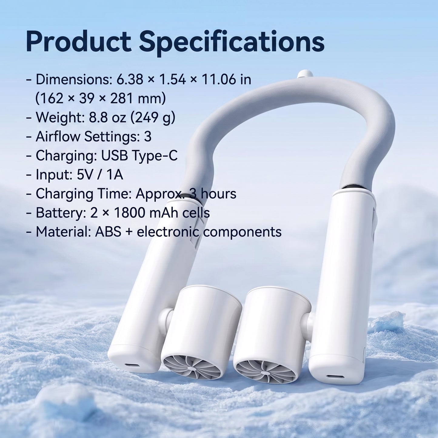 3-Speed Dual-Turbine Neck Fan with Chilled Cooling Ring