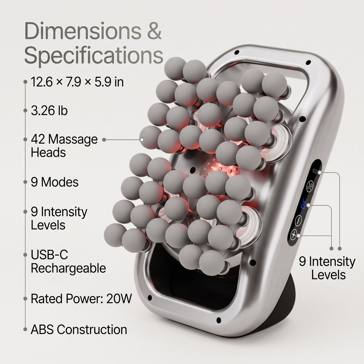 42-Head Wide-Area Vibration Massager for Back & Body