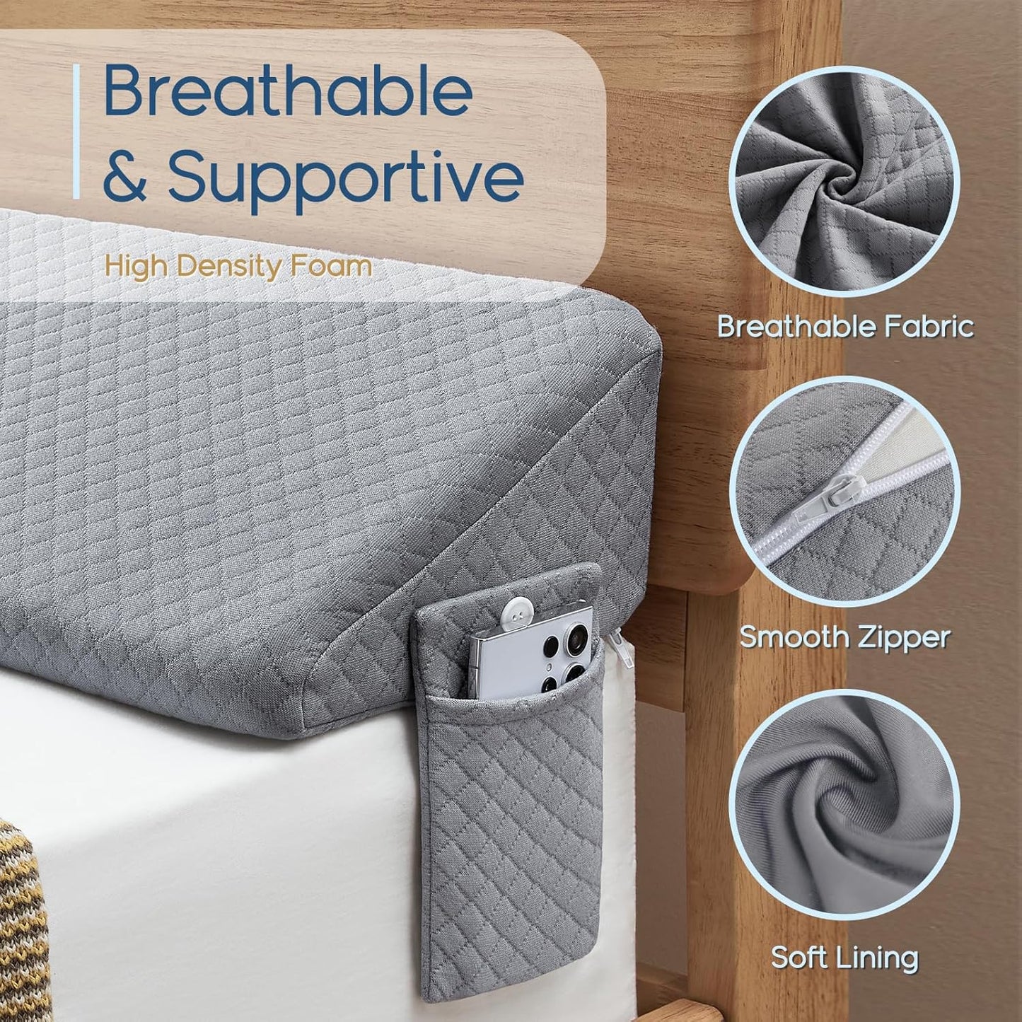 Memory Foam Bed Wedge Pillow for Sleeping