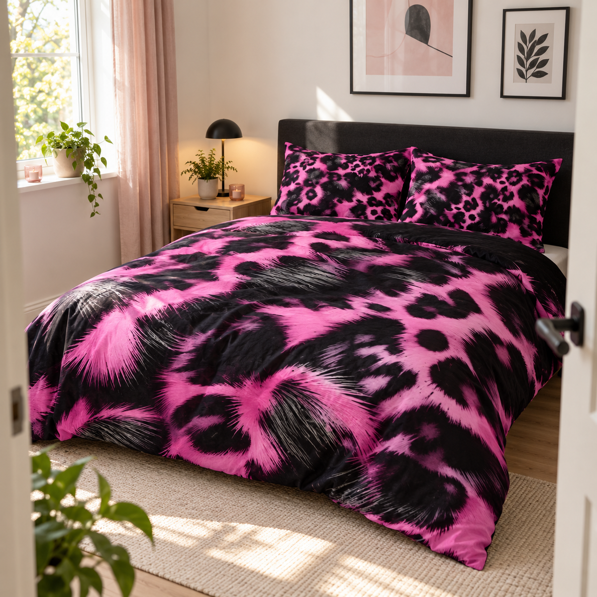 Pink Leopard Abstract 3-Piece Printed Duvet Cover Set