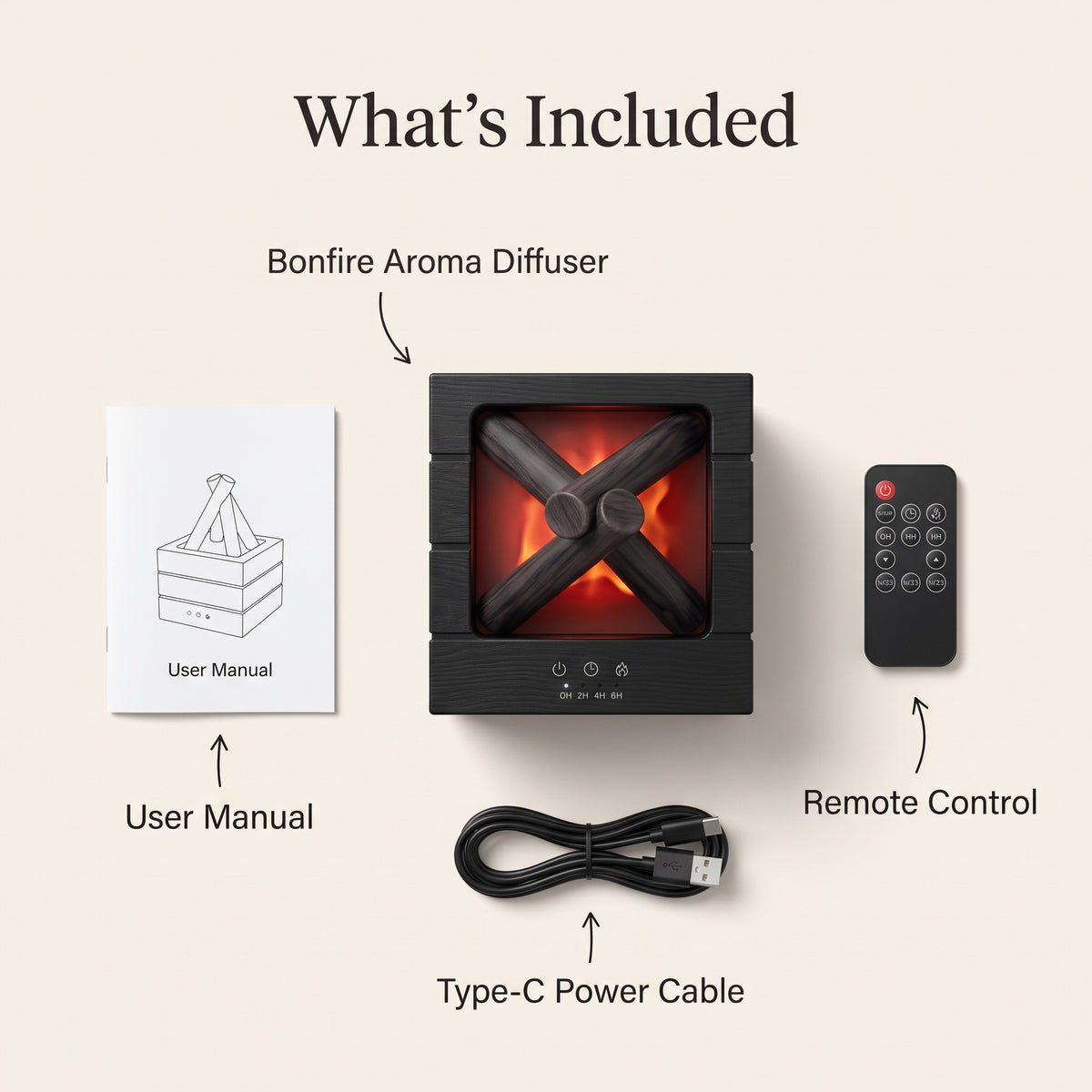 Bonfire Flame Aroma Diffuser with Ambient Light & Remote Control
