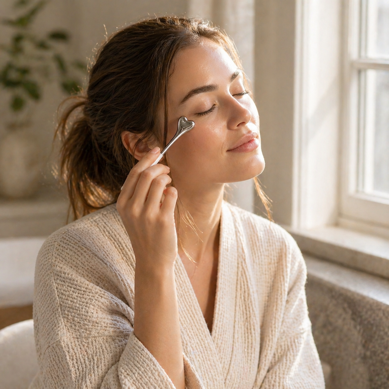 Stainless Steel Cooling Eye Massage Tool for Skin Refresh & Relaxation