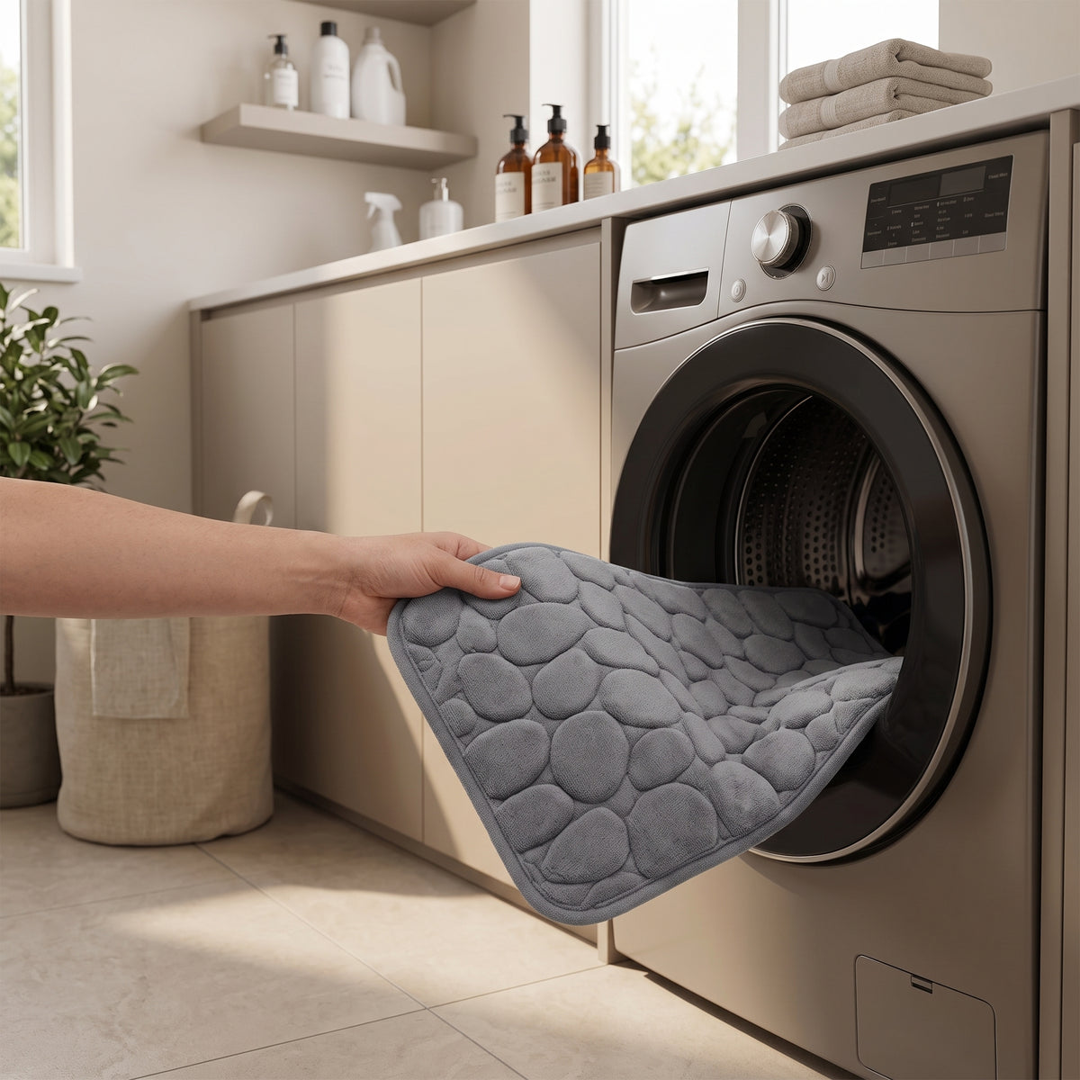 Cushioned Pebble-Texture Absorbent Bathroom Runner Mat