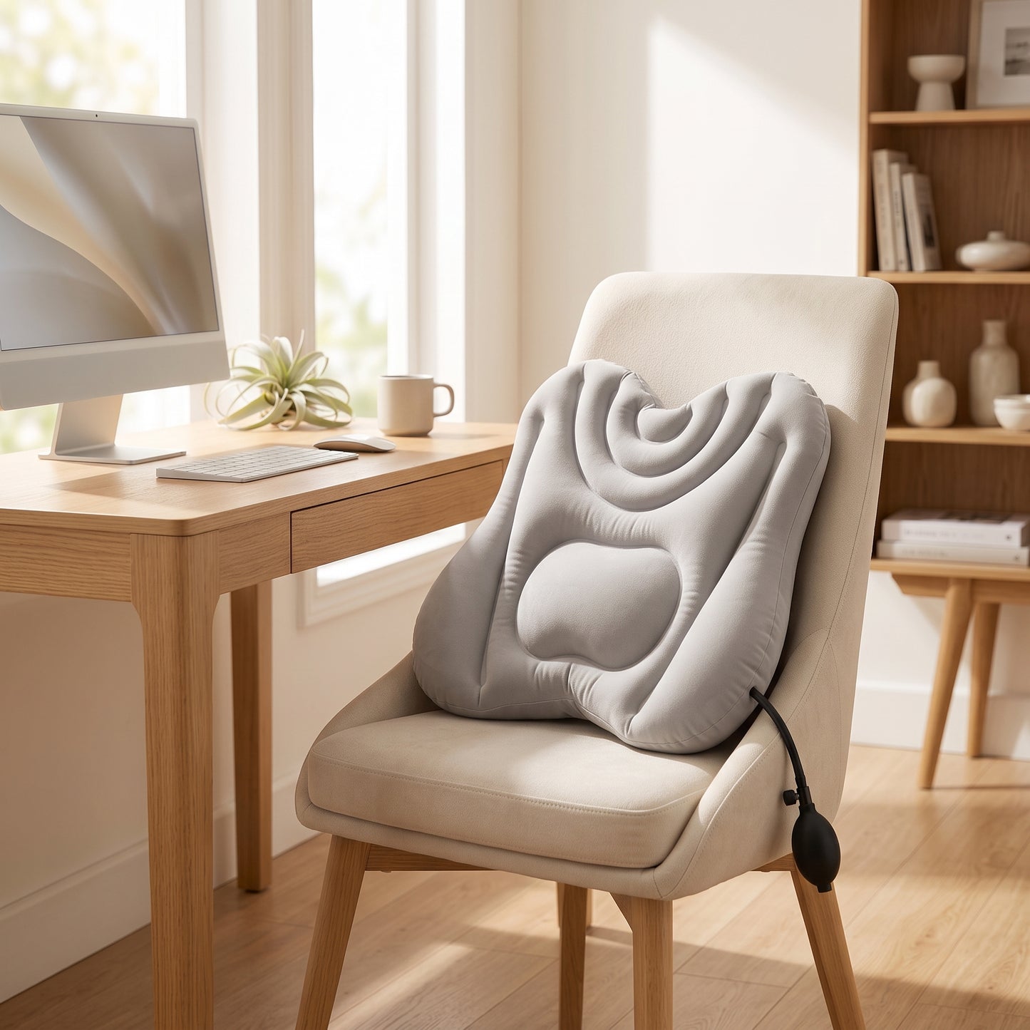 Dual-Chamber Inflatable Lumbar Support Cushion for Chair & Travel