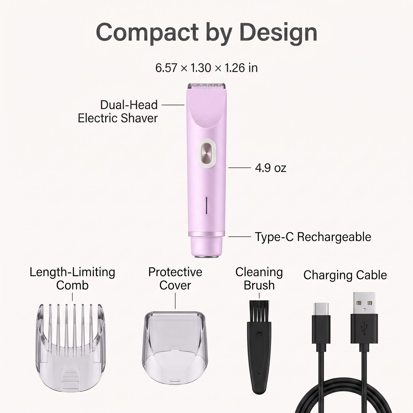 Dual-Head Women's Wet & Dry Electric Shaver & Bikini Trimmer