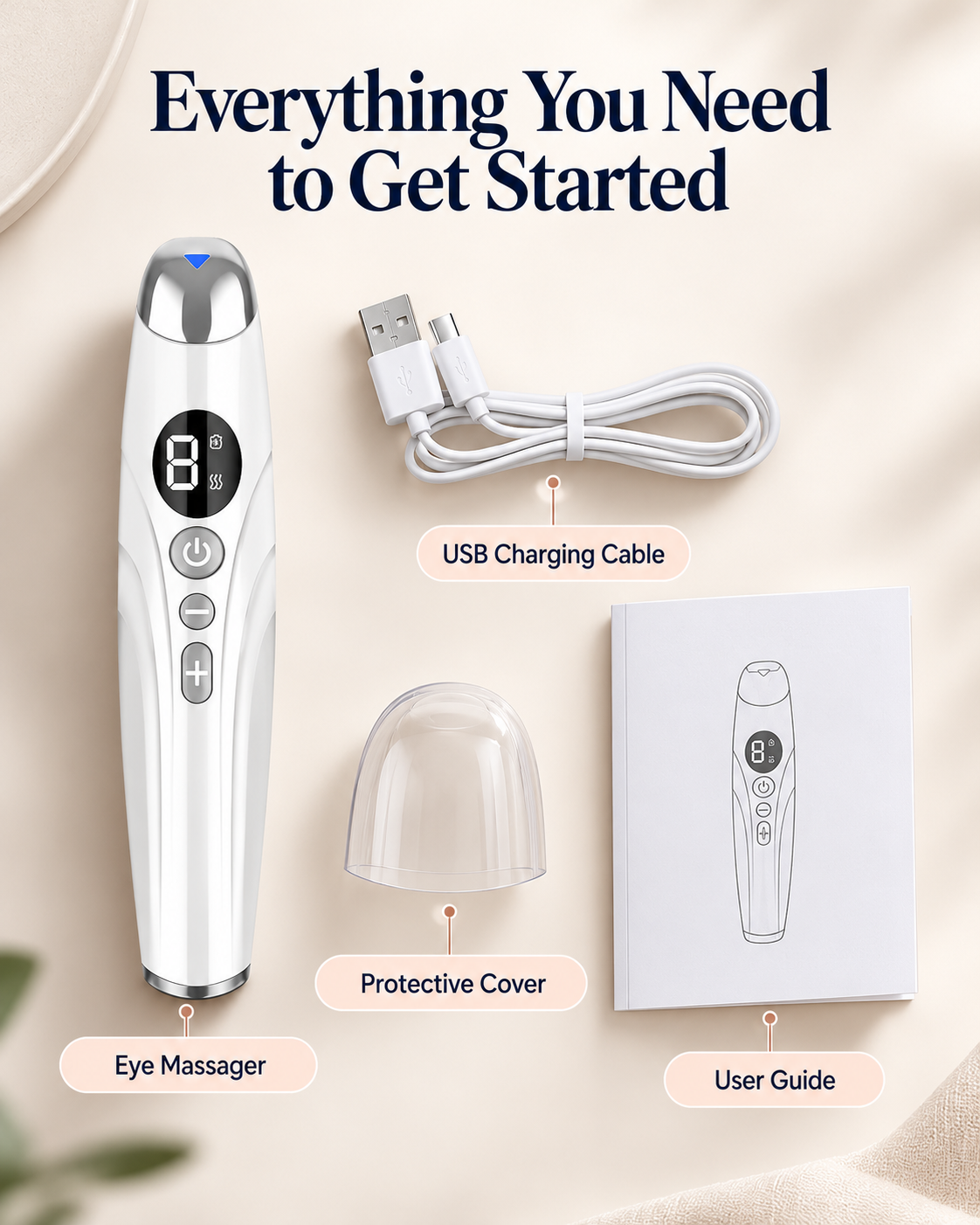 Eye Massager with Warm Compress & 9-Level Micro-Vibration & 3-Modes