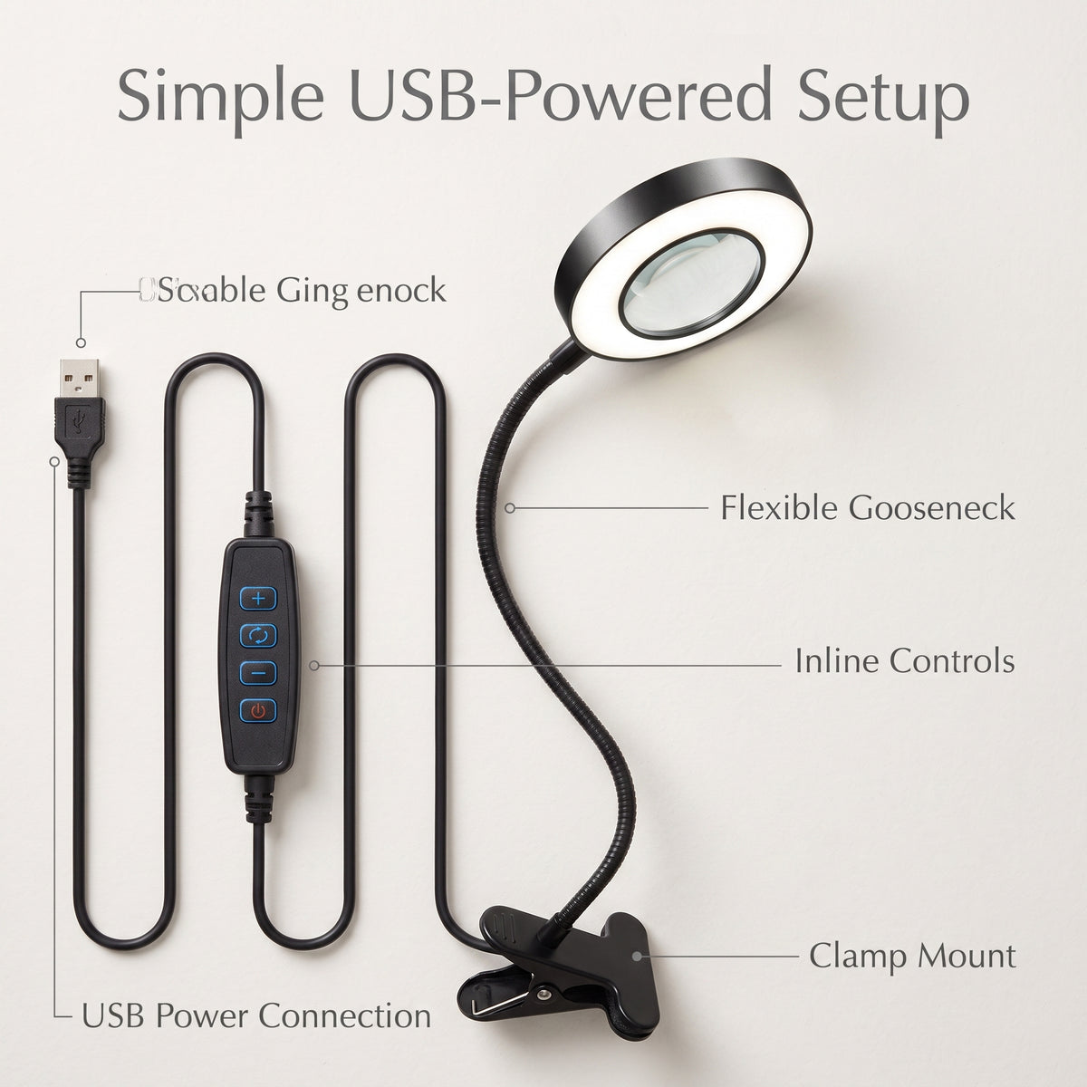 Flexible Clamp LED Magnifying Lamp with Adjustable Light Modes