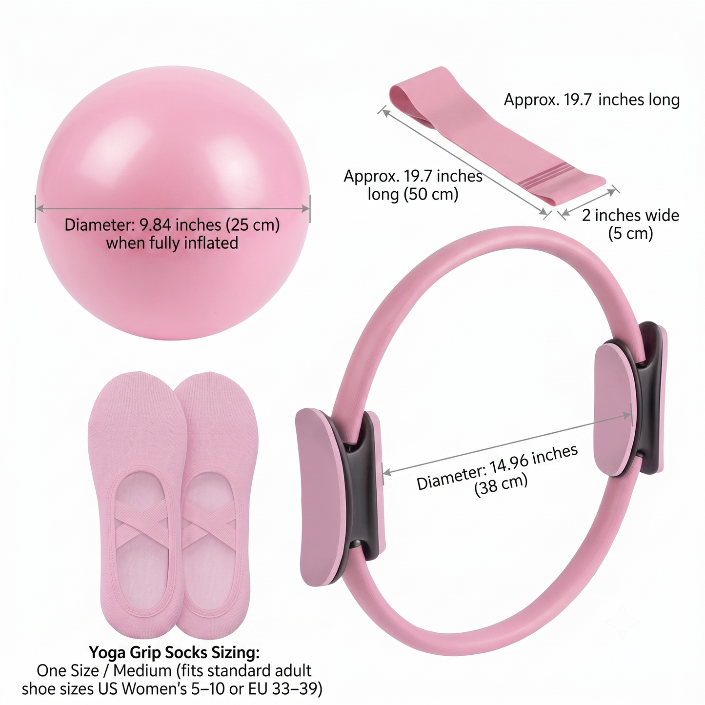 Pilates Fitness Ring, Ball and Resistance Band Set