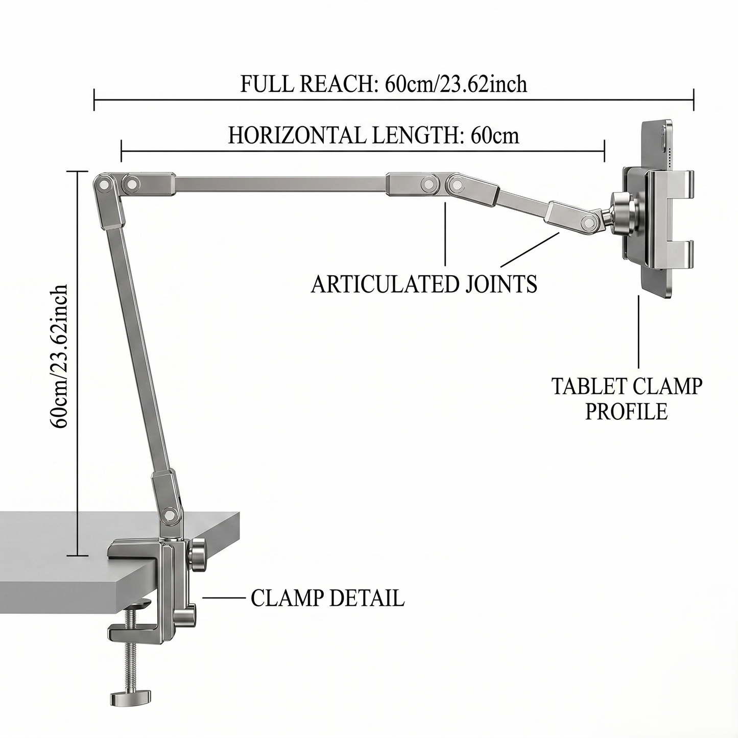Adjustable Bedside Phone Arm – Hands-Free Viewing Stand for Reduced Neck & Arm Strain