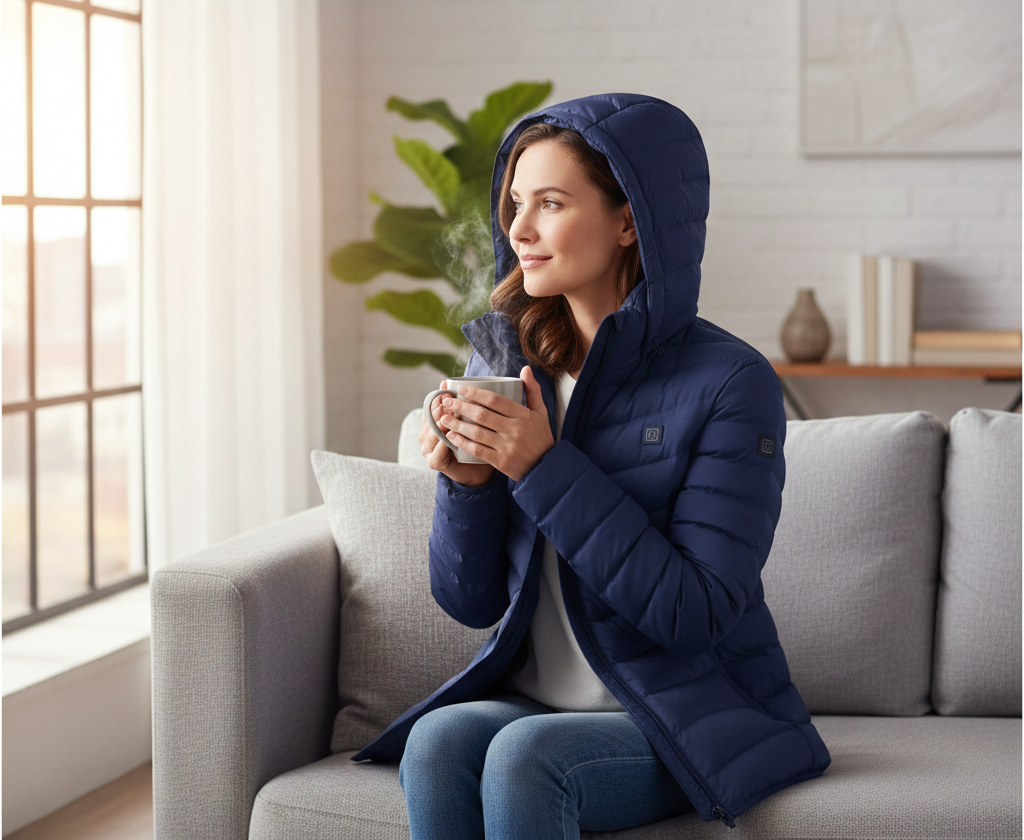 USB Heated Winter Jacket with Targeted Heat Zones