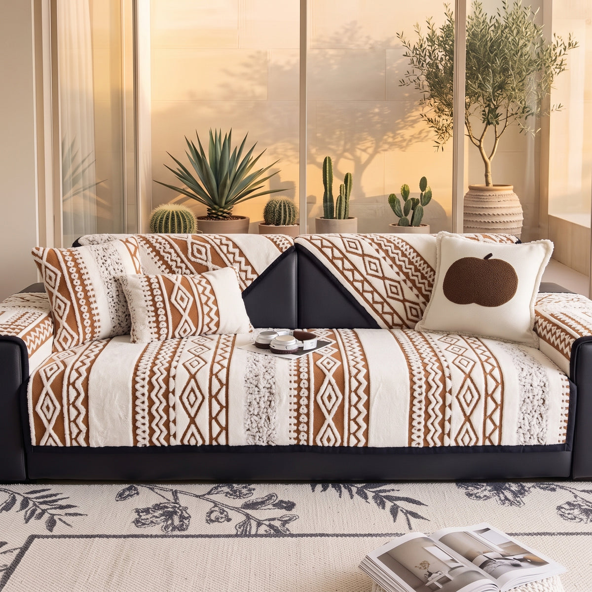 Plush 500 GSM Anti-Slip Sofa Cushion Cover