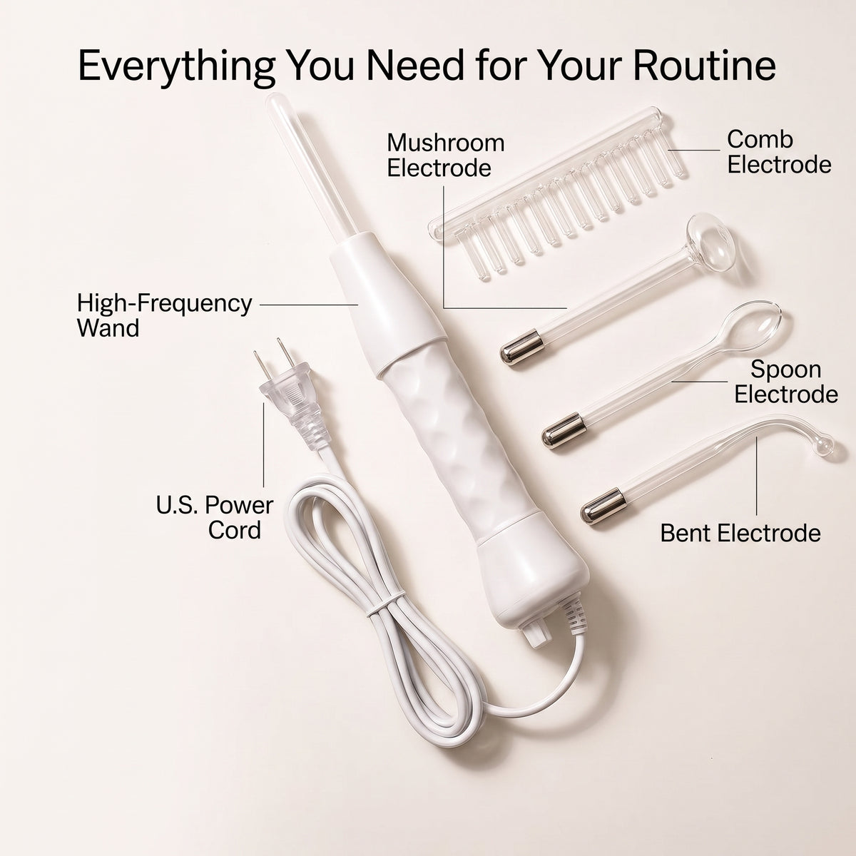 High-Frequency Facial & Scalp Beauty Wand with 4 Glass Electrodes