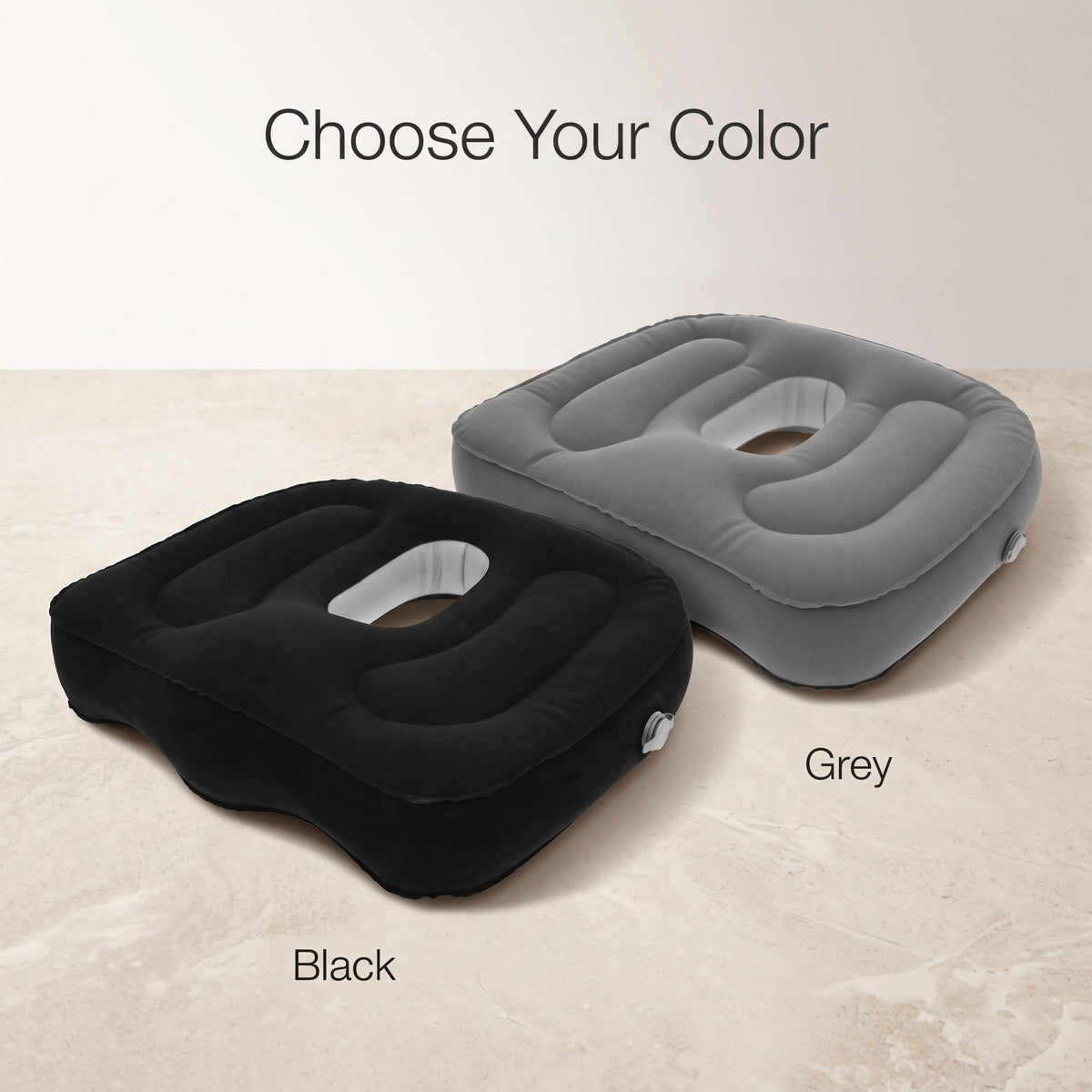 Inflatable Contoured Seat Cushion with Center Opening