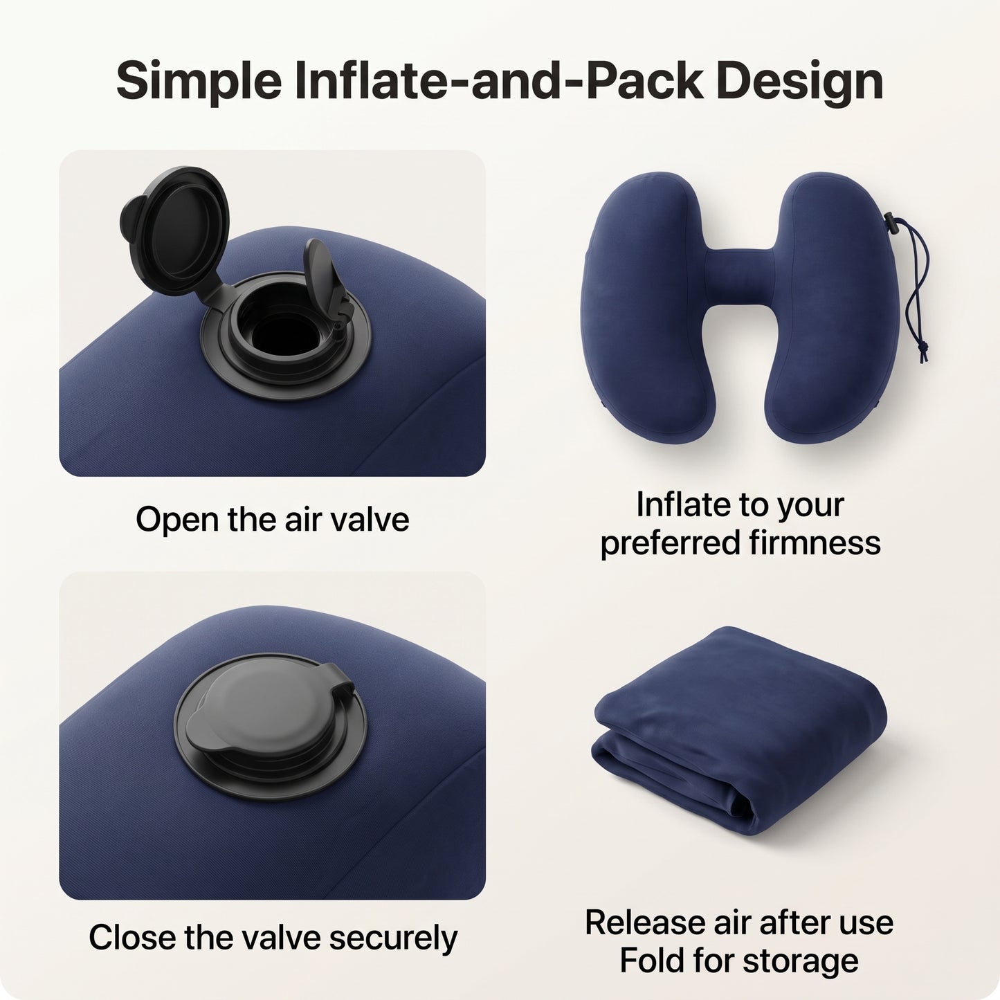 Inflatable Hooded Travel Neck Pillow with Removable Blackout Hood