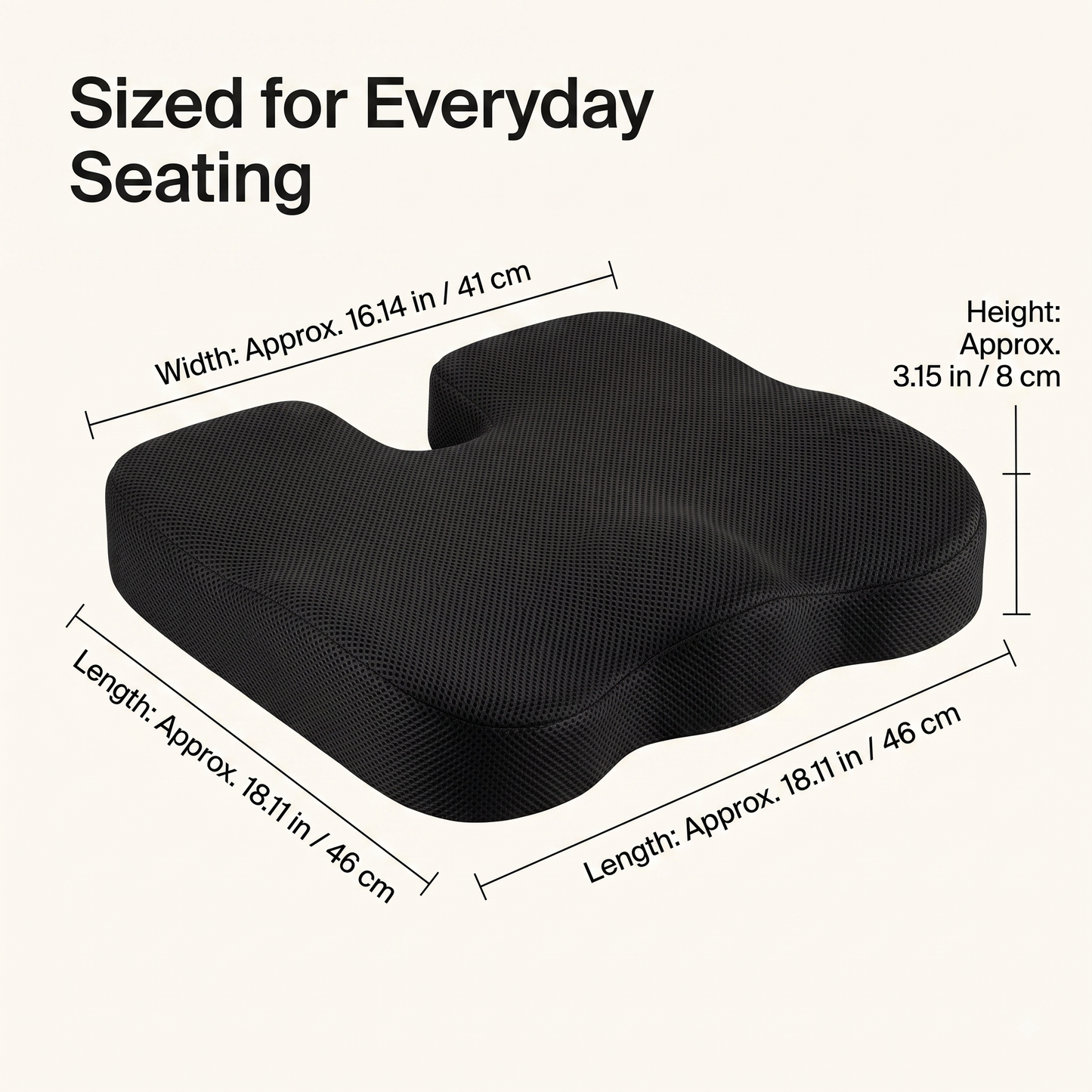 Contoured Memory Foam Seat Cushion with Breathable Mesh Cover