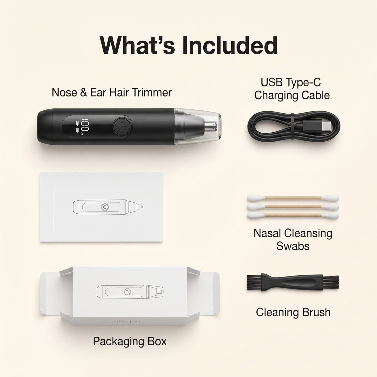Rechargeable 360° Rotary Nose & Ear Hair Trimmer