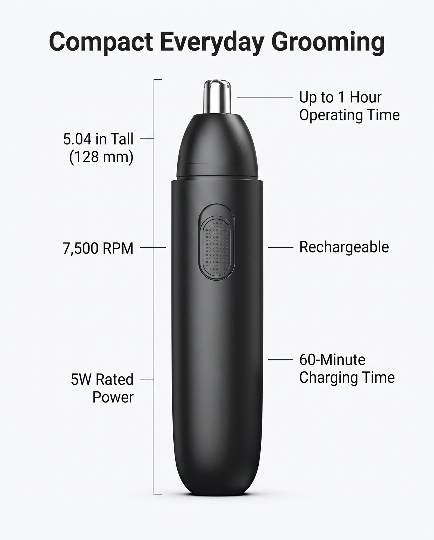 Rechargeable Nose & Ear Hair Trimmer with Rotary Cutting System