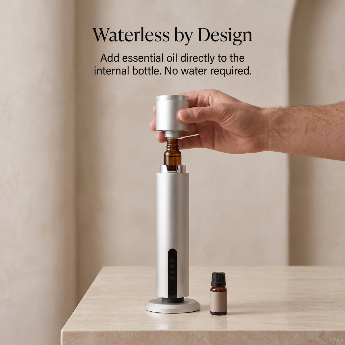 Waterless Essential Oil Diffuser Tower with App Control & Ambient Light