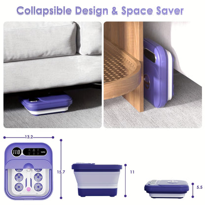 Collapsible Heated Foot Spa Bath With Temperature Control & Massage Rollers
