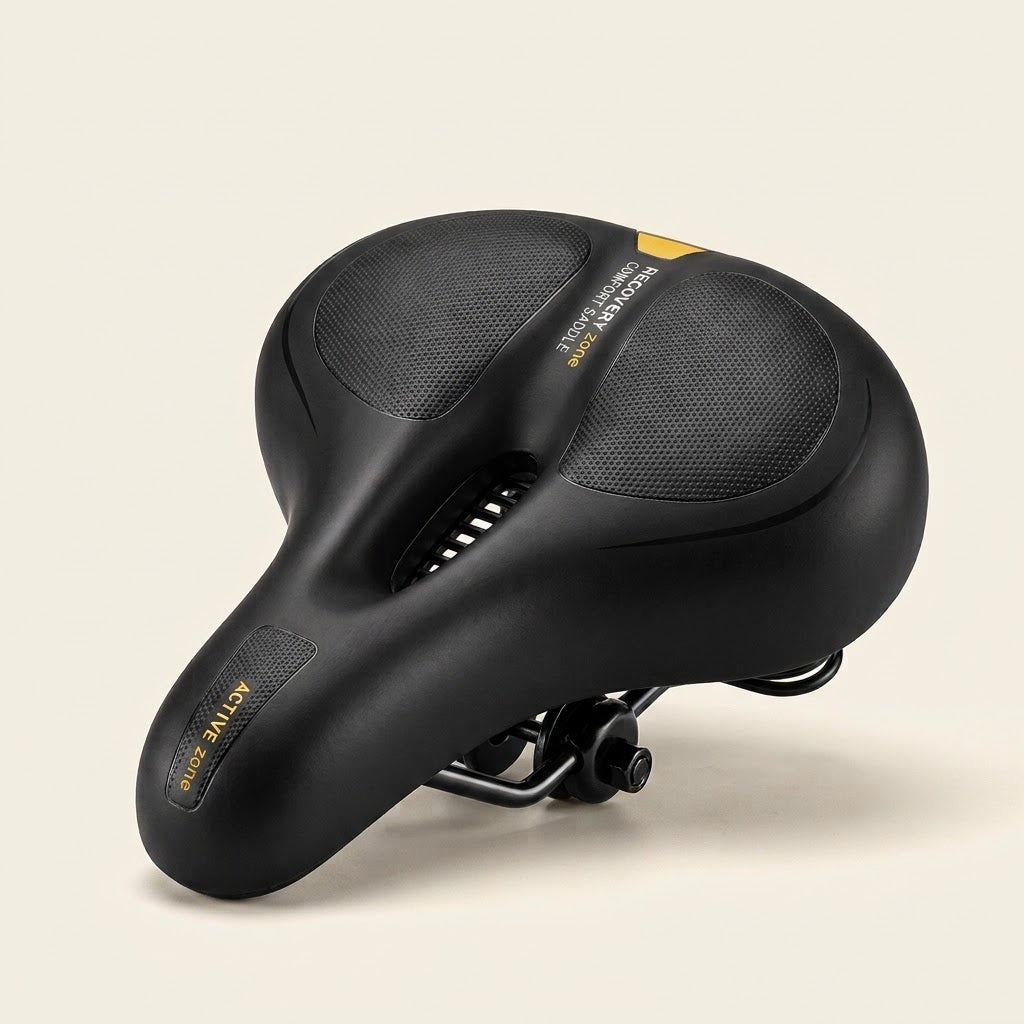Wide Memory Foam Bike Saddle with Ventilated Comfort Design