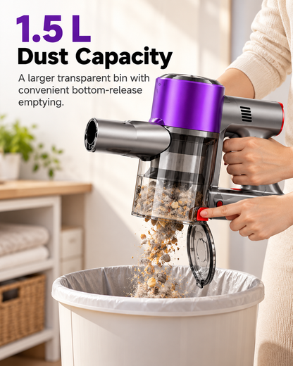 Cordless Stick Vacuum with LED Floor Head & Self-Standing Design (78 kPa)