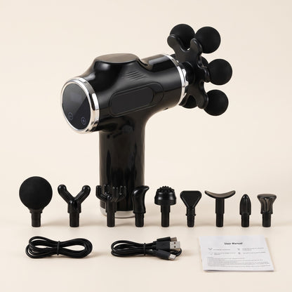 10-Head Percussion Massage Gun with Wide-Coverage Attachment