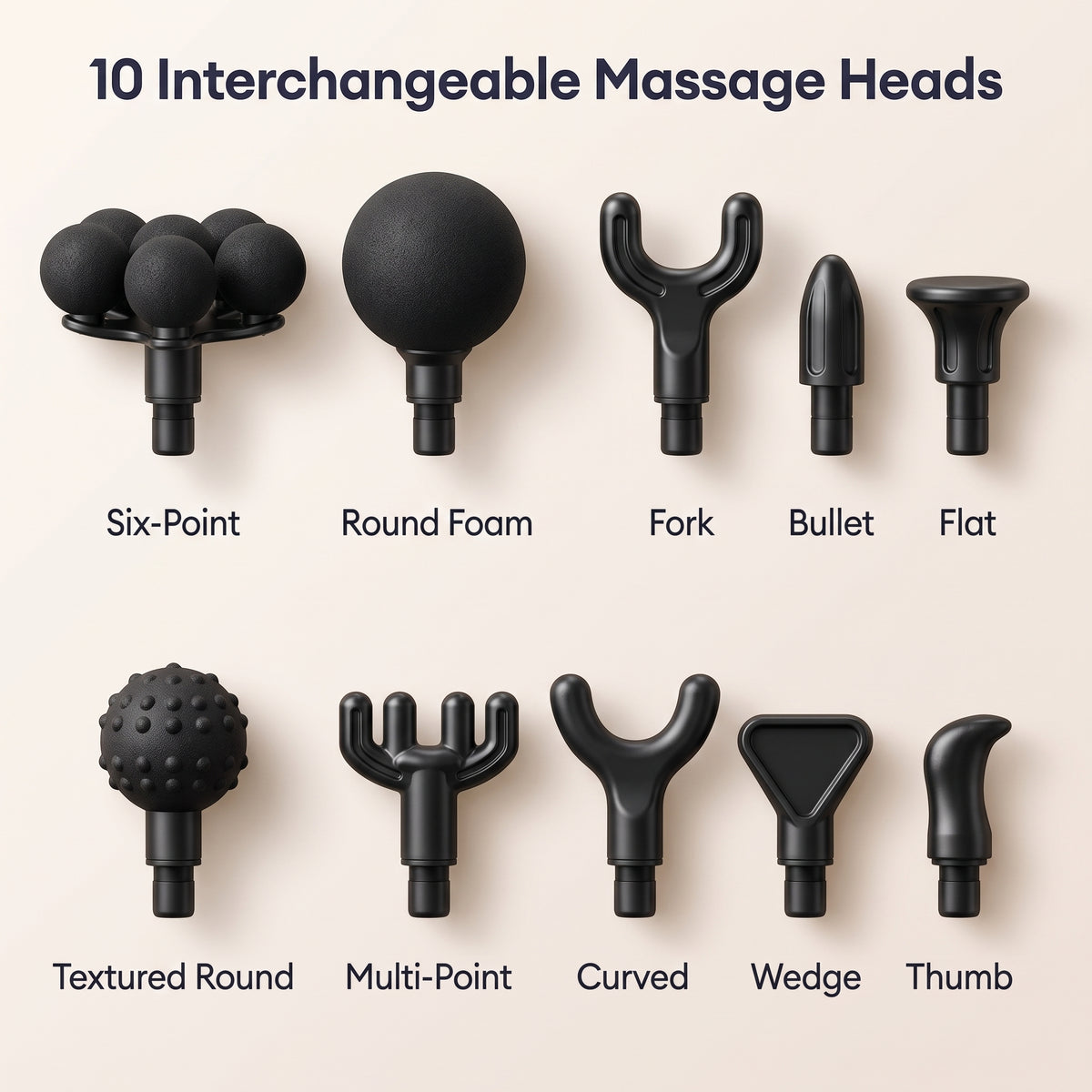 10-Head Percussion Massage Gun with Wide-Coverage Attachment