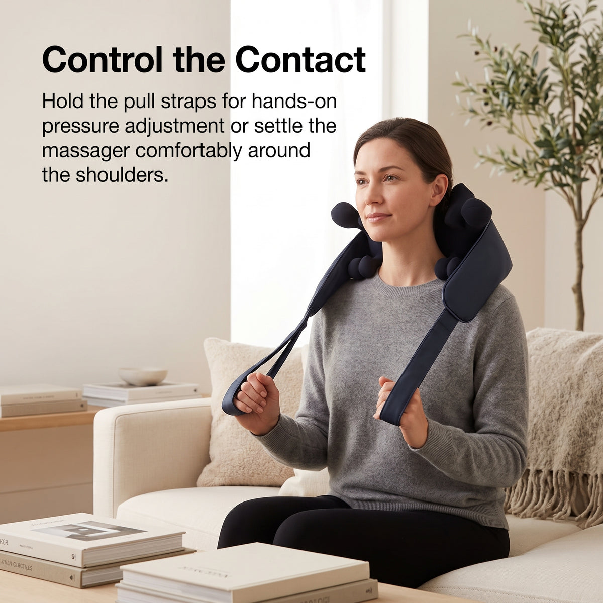10-Head Shoulder & Neck Kneading Massager with Pull Straps