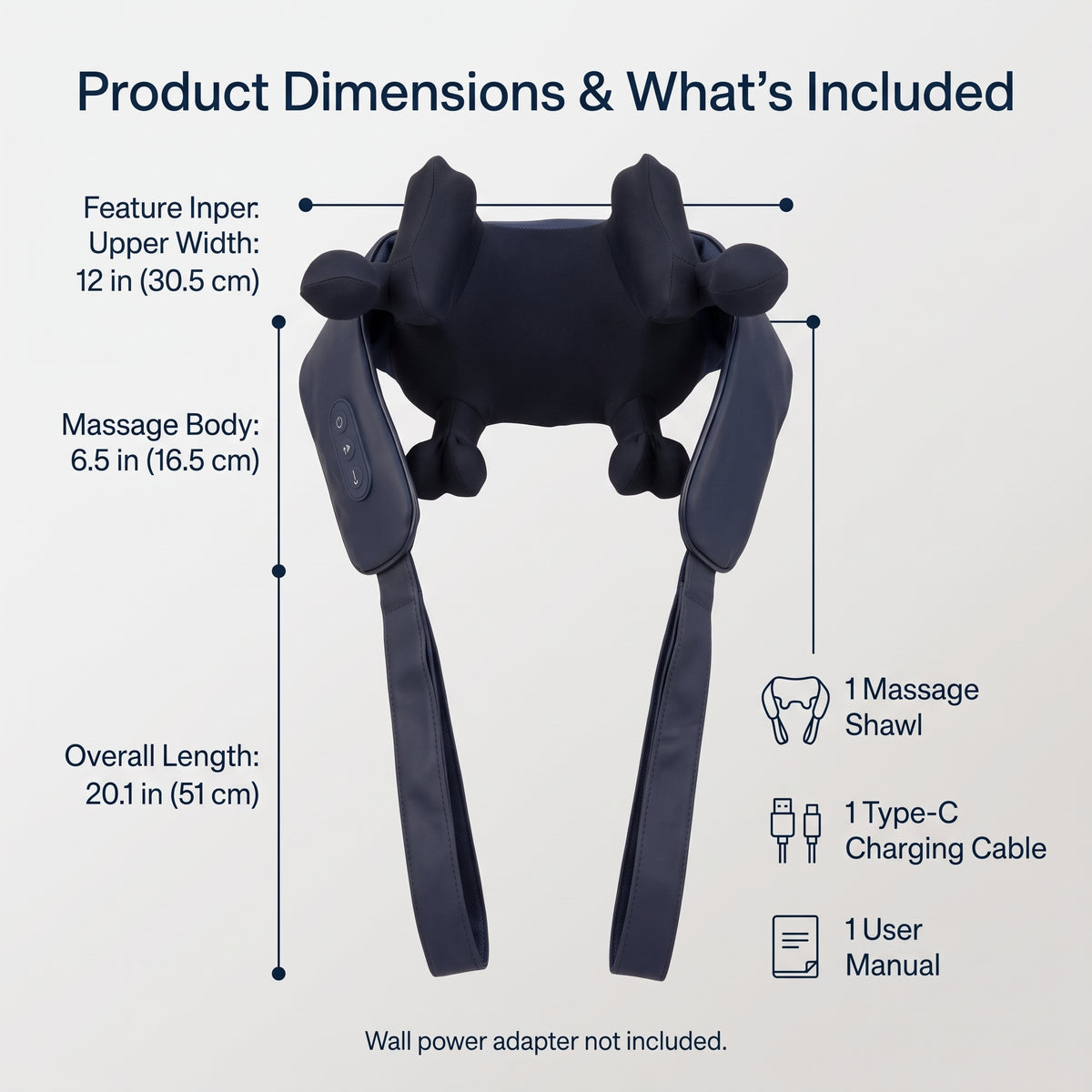 10-Head Shoulder & Neck Kneading Massager with Pull Straps