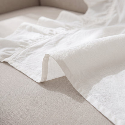 100% Cotton Ruffled Drape Sofa Cover with Anti-Slip Design