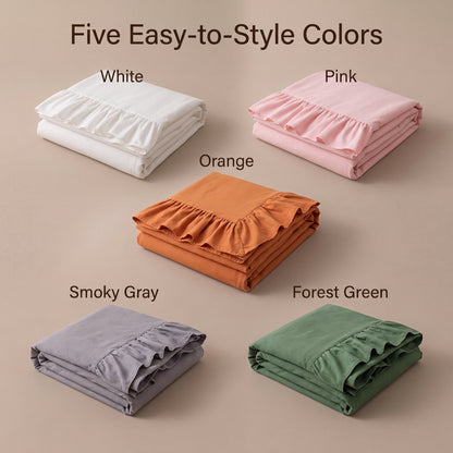 100% Cotton Ruffled Drape Sofa Cover with Anti-Slip Design