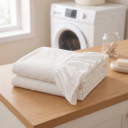 100% Cotton Ruffled Drape Sofa Cover with Anti-Slip Design