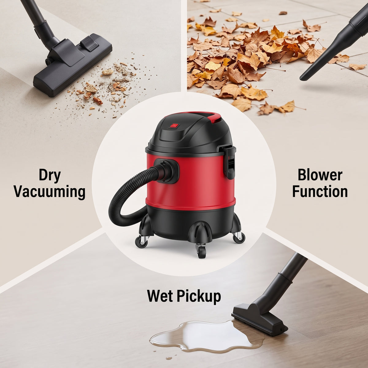 1200W 25L Wet/Dry/Blow Vacuum Cleaner with 5-Stage Filtration