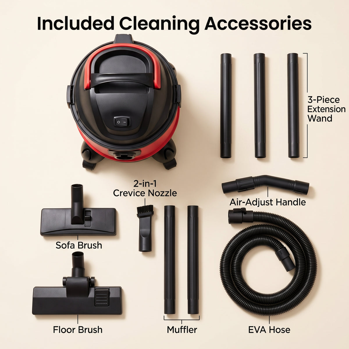 1200W 25L Wet/Dry/Blow Vacuum Cleaner with 5-Stage Filtration