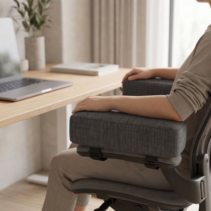 2-Piece Thick Foam Office Chair Armrest Pads with Washable Covers