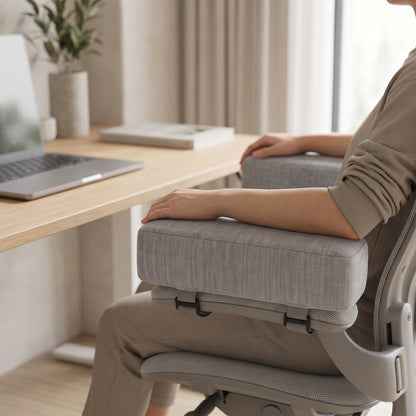 2-Piece Thick Foam Office Chair Armrest Pads with Washable Covers