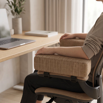 2-Piece Thick Foam Office Chair Armrest Pads with Washable Covers