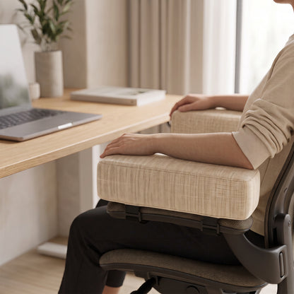 2-Piece Thick Foam Office Chair Armrest Pads with Washable Covers