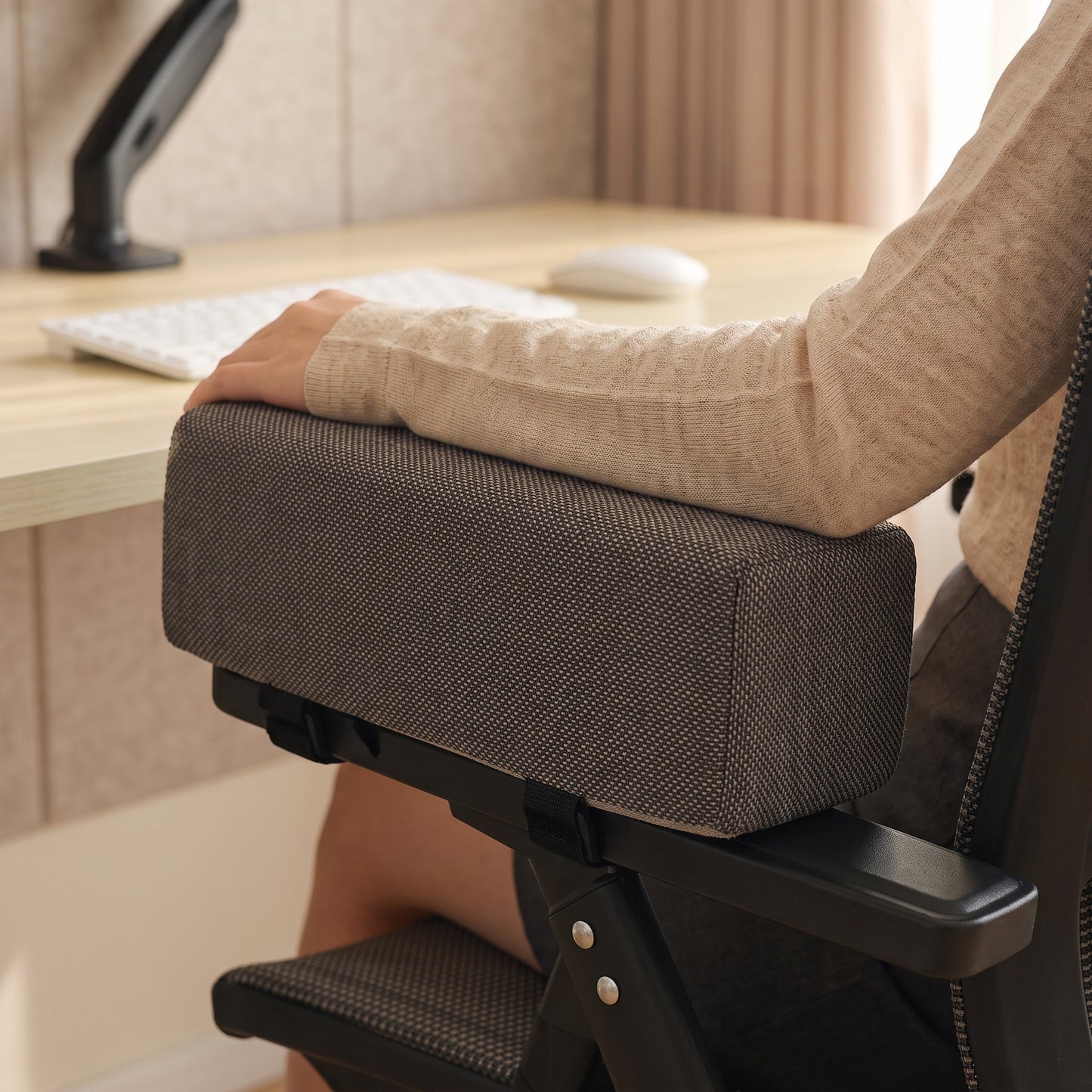2-Piece Thick Foam Office Chair Armrest Pads with Washable Covers