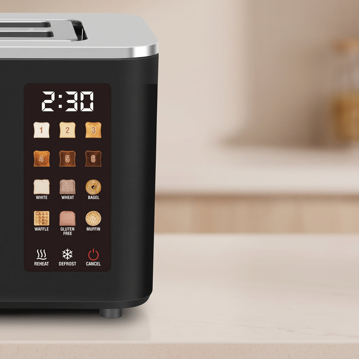 Touchscreen Toaster with 6 Bread Presets & Shade Settings