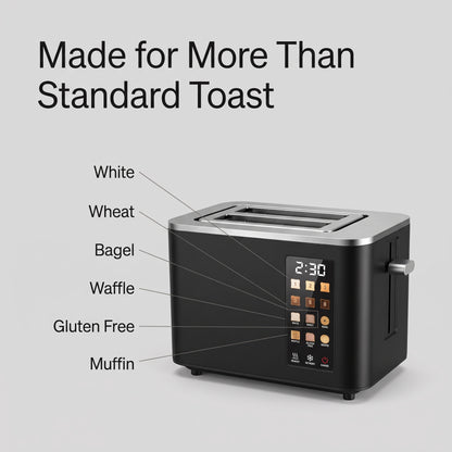 Touchscreen Toaster with 6 Bread Presets & Shade Settings