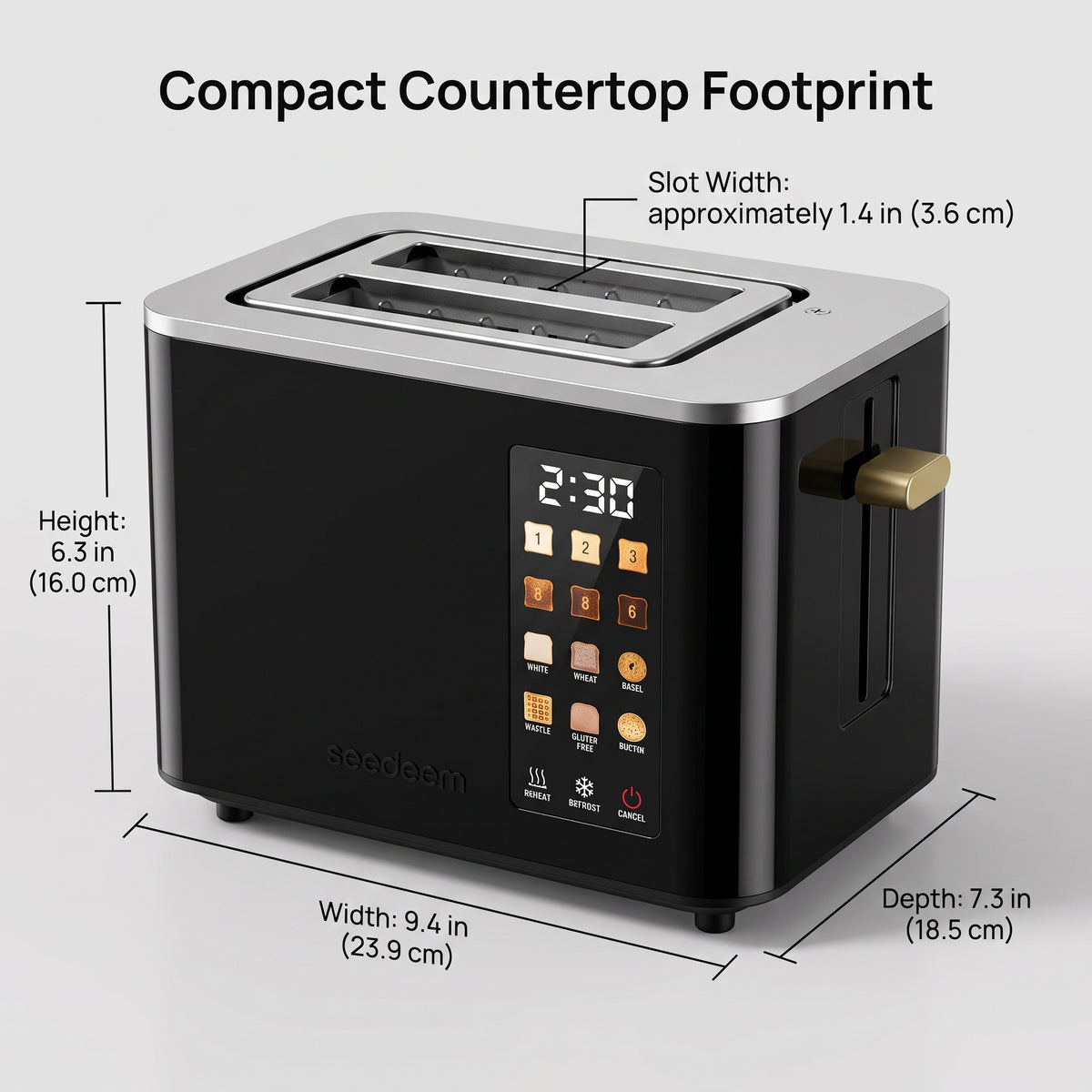 Touchscreen Toaster with 6 Bread Presets & Shade Settings