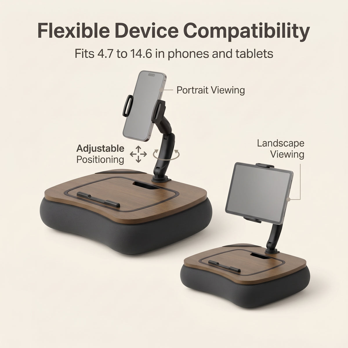 2-in-1 Cushioned Lap Desk with Foldable Tablet & Phone Stand