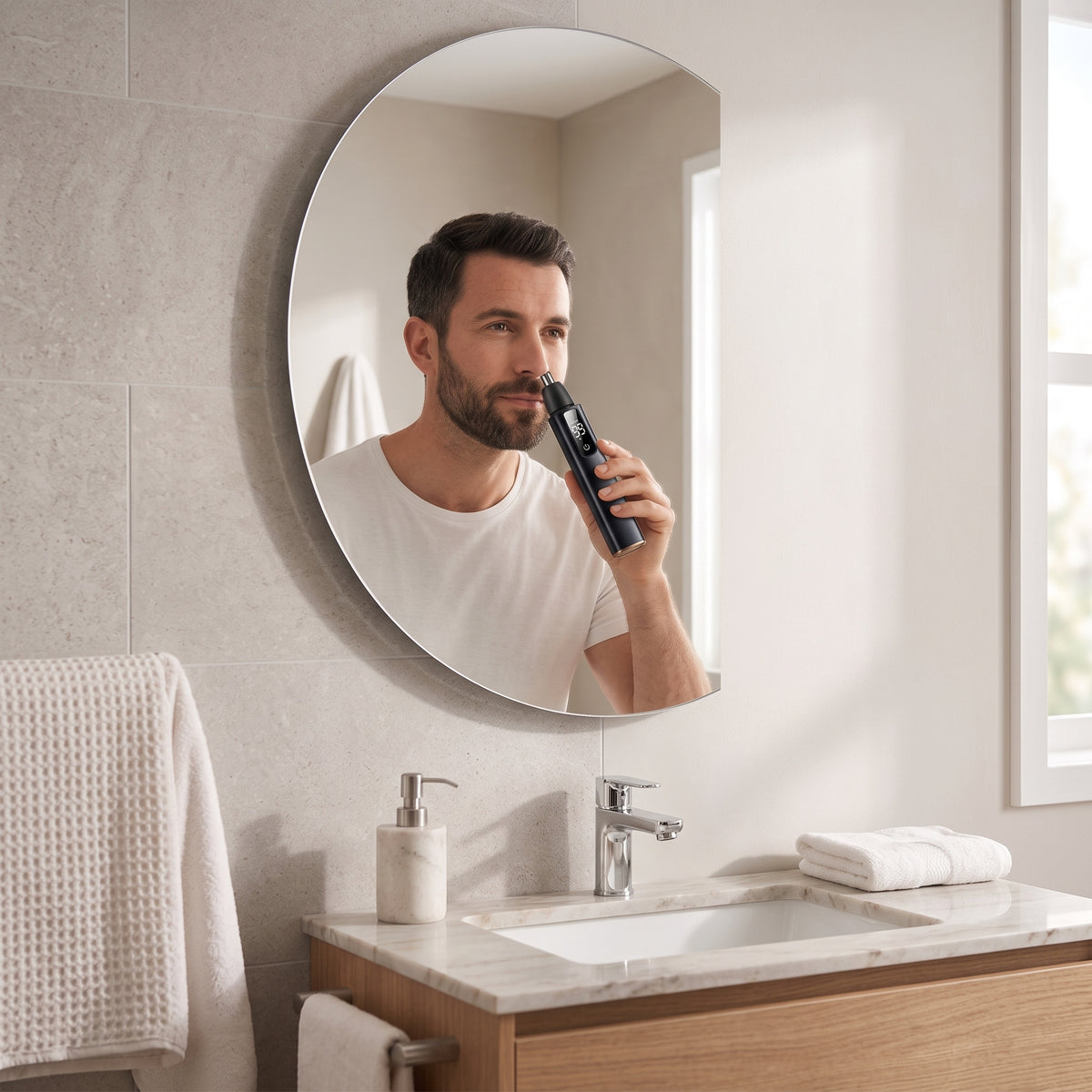 2-in-1 Precision Nose & Eyebrow Trimmer with Digital Display