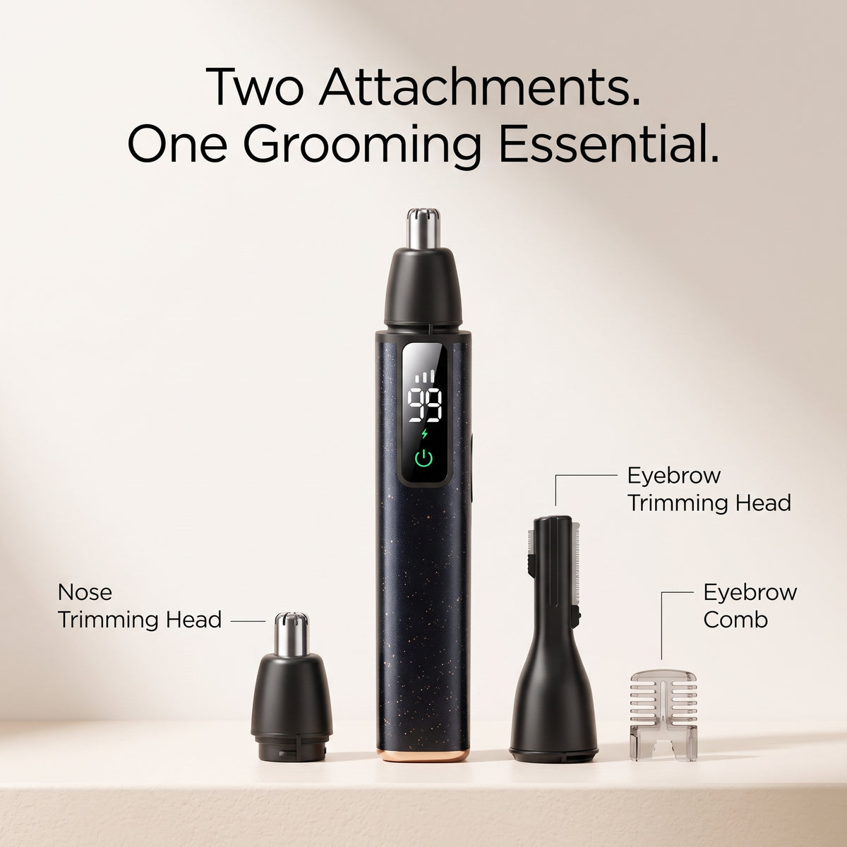 2-in-1 Precision Nose & Eyebrow Trimmer with Digital Display