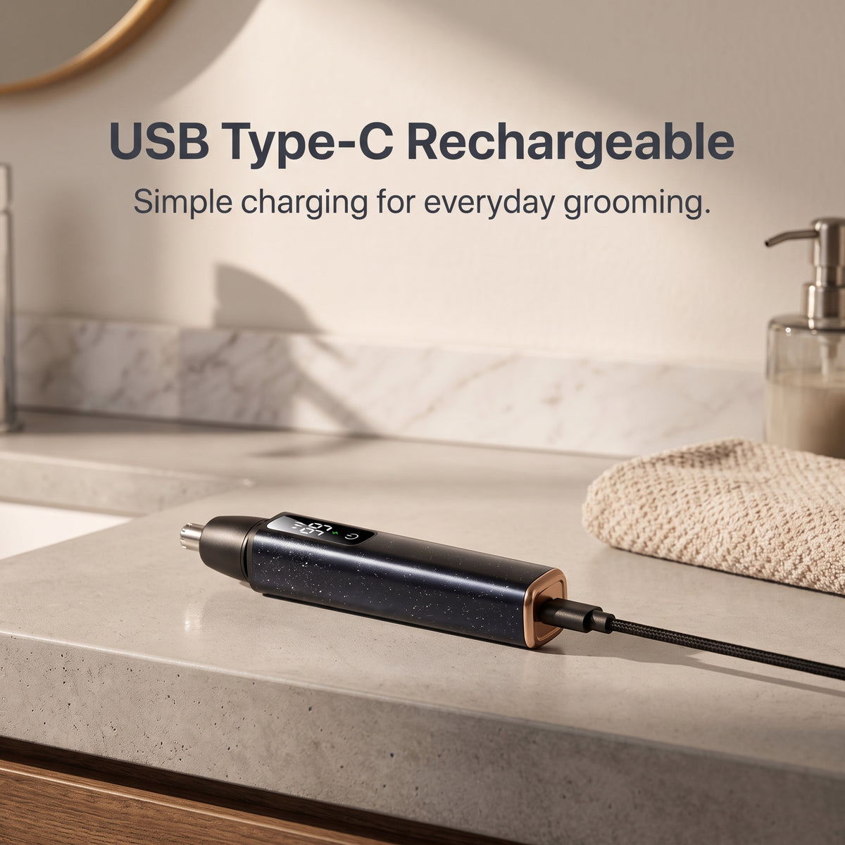 2-in-1 Precision Nose & Eyebrow Trimmer with Digital Display