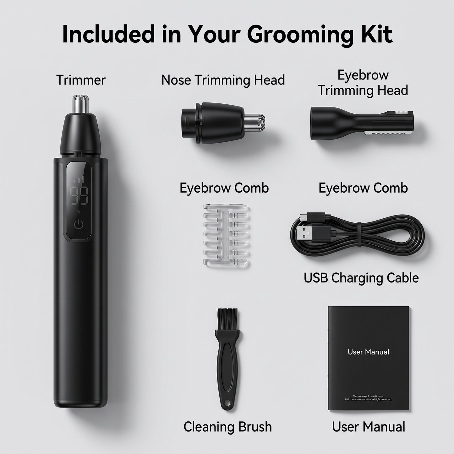 2-in-1 Precision Nose & Eyebrow Trimmer with Digital Display