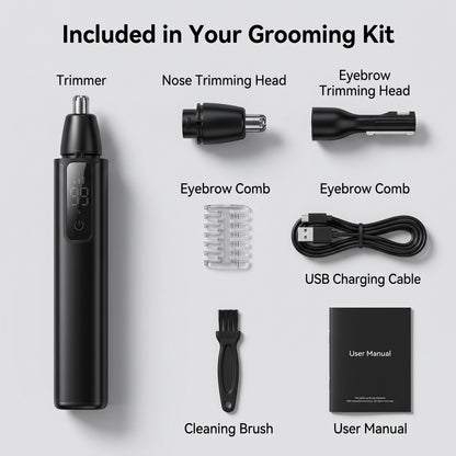 2-in-1 Precision Nose & Eyebrow Trimmer with Digital Display