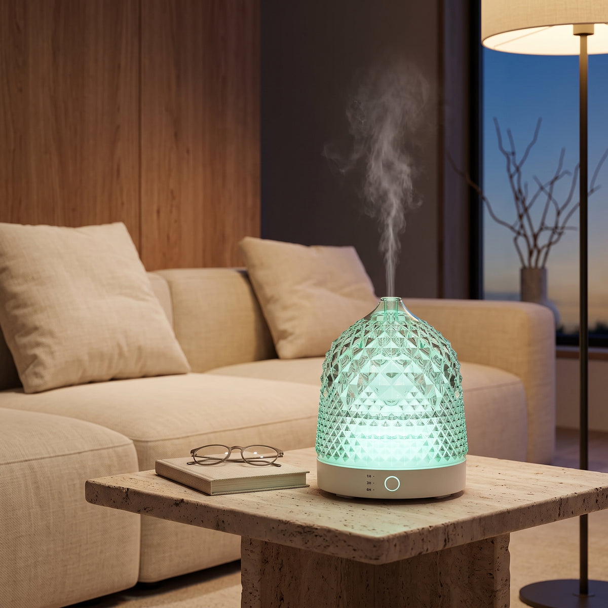 200mL Glass Ultrasonic Aroma Diffuser with 7-Color LED